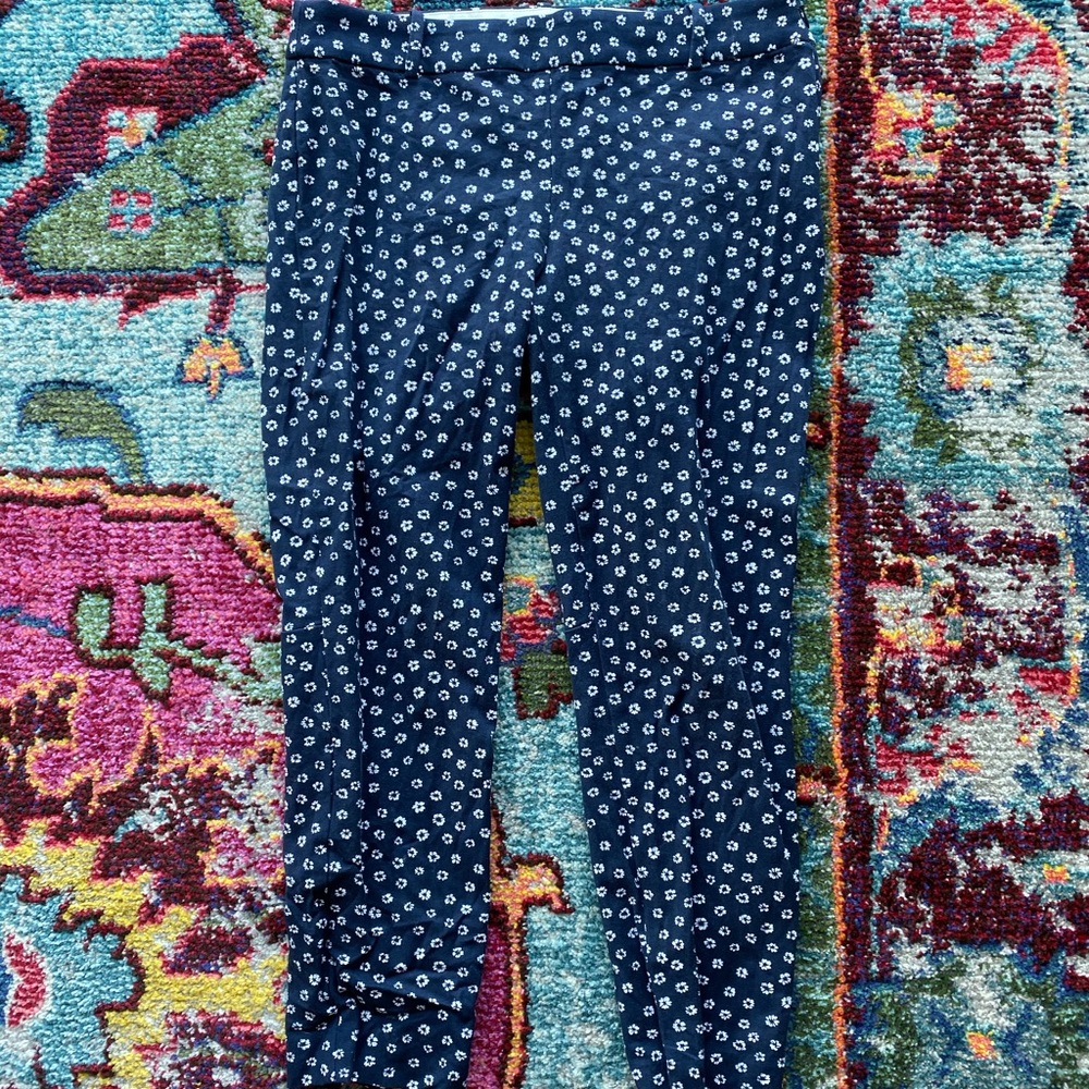 J.Crew Navy Floral Crop Pants